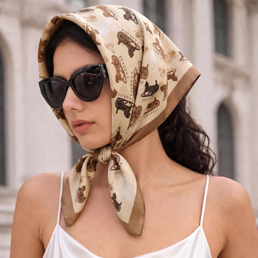 Scarf Woman Hijab Square Headscarf Bandana Handkerchief Silk Scarves Woman Fashion Windproof Shawl Wraps Turban Headband