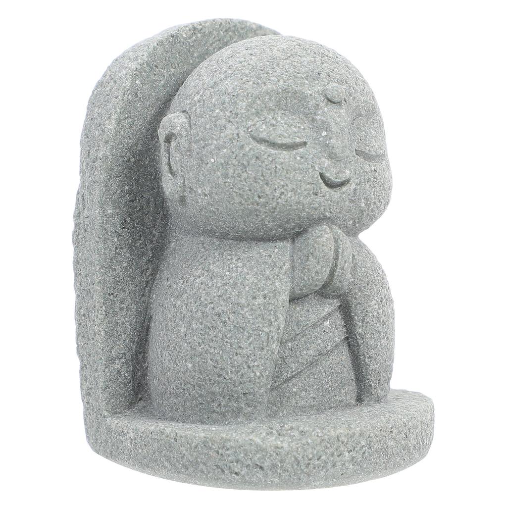 Japanese Jizo Buddha Statue Mini Sandstone Sculpture Zen Garden Fish Tank Decoration Meditation Focus Feng Shui Living Room