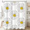 Decorative Bath Shower Curtain With Simple Daisy Pattern White Floral Printing Waterproof Fabric For Bathroom Decorations In Hom