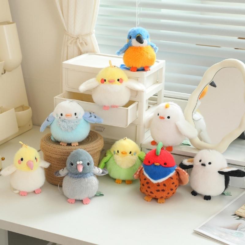 1 Piece Pretty Parrot Pigeon Funny Toy Cute Mini Standing Shoulder Pet Bird Plush Toys Fluffy Backpack Pendant For Kids