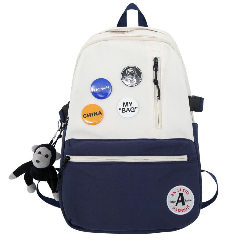 

Шкільний портфель Жіночий контрастний рюкзак Чоловічий рюкзак старшокласника молодшого класу темно-синього кольору