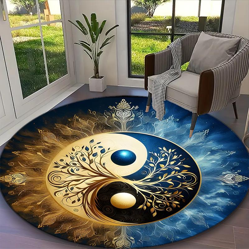 1pc Bagua Formation Butterfly Carpet for Room Floor Mat, Comfortable Office Chair Printed Round Rug, Beautiful Hotel Rug