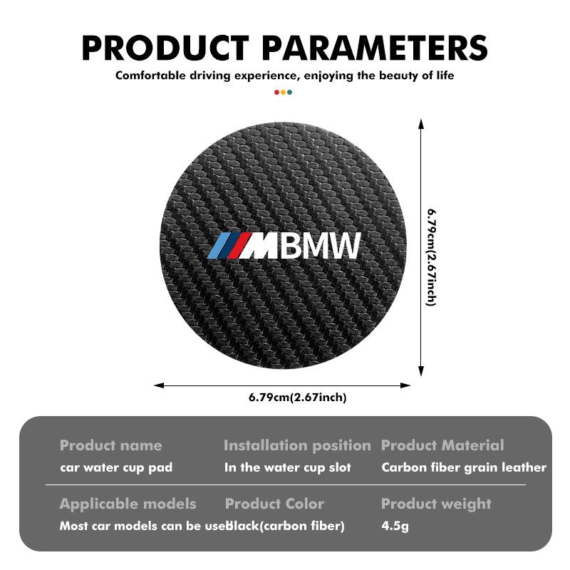 2pcs Car Carbon Fiber Water Cup Mats Coaster Non-Slip Pad For BMW M F10 F20 F30 F40 F15 F25 F26 F31 F49 E62 E83 E84 JNFV0