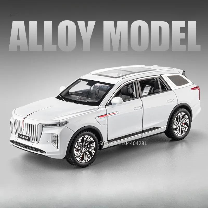 1:24 HONGQI L5 E-HS9 Model Toys Car Diecast 70th Anniversary Parade Cars Sound Light Pull Back Trendy Ornaments for Friend Gifts