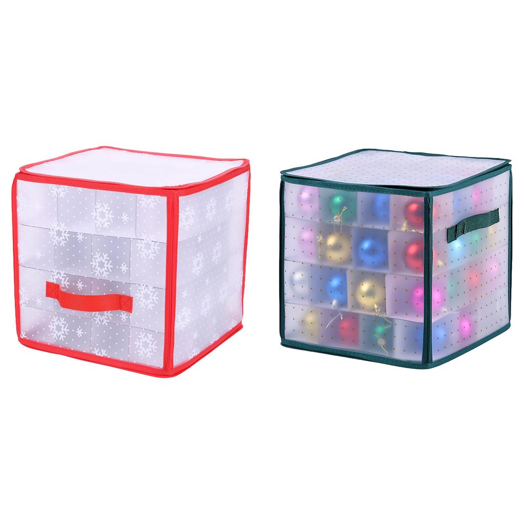 64-Grid Portable Ornament Divider with Handles & Compartments Foldable Storage Container Protect Delicate Balls & Decorations