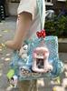 New Cute Hand Ulzzang Y2k Ita Bag for Girls Large Capacity Fashionable Polka Dot Canvas Shoulder Bag Casual Commuting Tote Bag