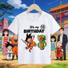 Dragon Ball Goku T-shirt Cotton for Children Birthday Figure Tee Top Boy Girl Clothes Anime Short Sleeve Kids White Loose Gift