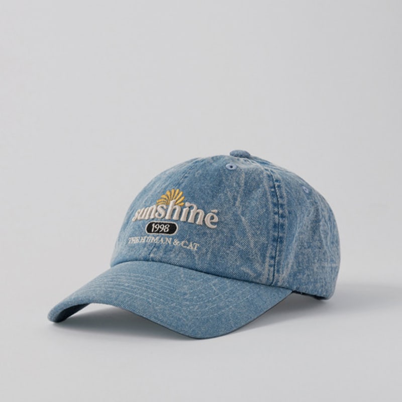 human & cat SUNSHINE WASHED DENIM BALL CAP / BLUE