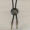 Faux Leather Bolo Tie Necklace with Tribal Elements Devil Eye Pendant Necktie for Western Parties and Everyday Wear