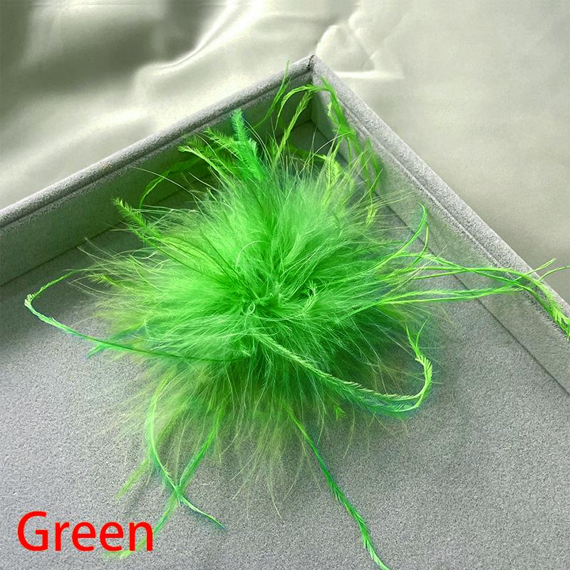 Women Ostrich Feathers Brooch Pin Exquisite Feather Headwear Fashion Jewelry Decor DIY Clothing Accessories Bridal Hairband