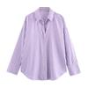 Spring & Autumn Women's European & American Style Striped Lapel Single-Breasted Loose Long Sleeve Shirt