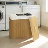 3 Section Laundry Basket with Lid, 144L Bamboo Laundry Hamper with Handles, Removable and Washable Liner, Brown