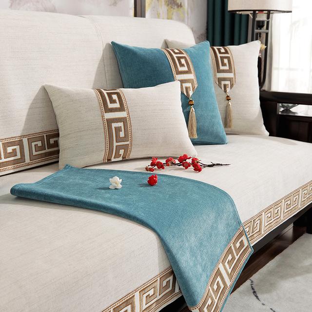 

Чехлы на диван с жаккардовой вышивкой, чехол для дивана из синели, Нескользящий чехол для кресла, подушки для сиденья, угловое кружевное полотенце для дивана для гостиной 45x45 pillowcase 1pc