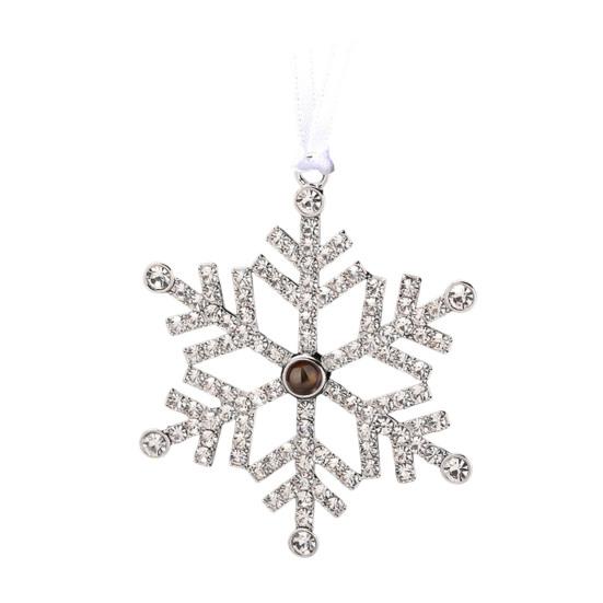 Snowflake Christmas Ornaments with Personalized Photo Projection Elegant Hanging Pendant Fun Holiday Christmas Tree Decorations