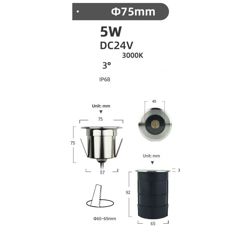 Kleine Wasserdichte Untergrundleuchten Edelstahl-Lampenkörper 2W Eingebaute LED Gartenweg-Spot Einbau-Untergrundleuchte DC24V