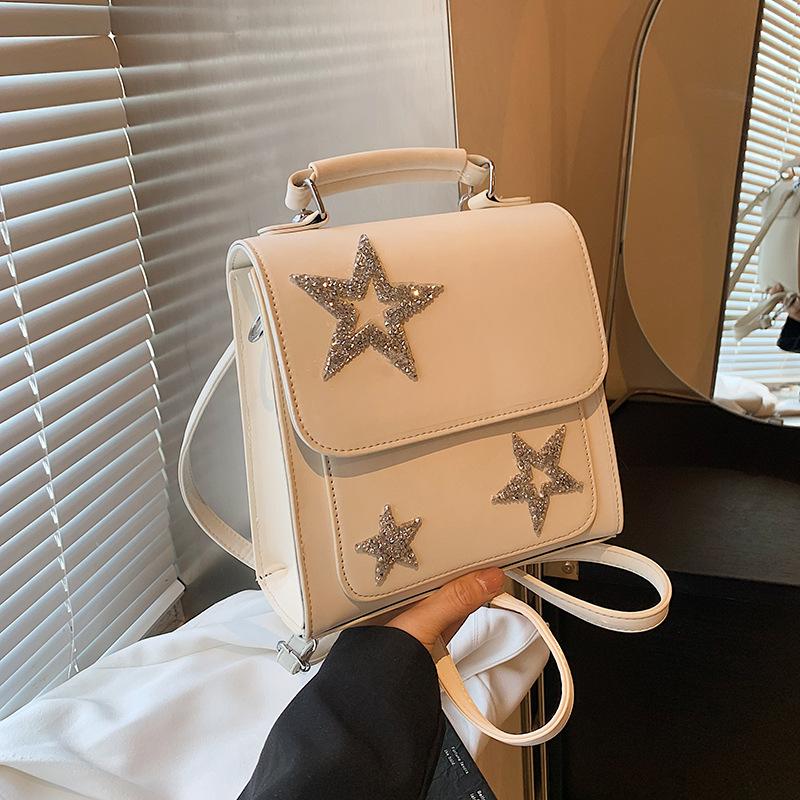 Women's Bag 2025 Spring Festival New Korean Version Fashion Sequined Five-pointed Star Backpack Versatile Popular Small Backpack Pu