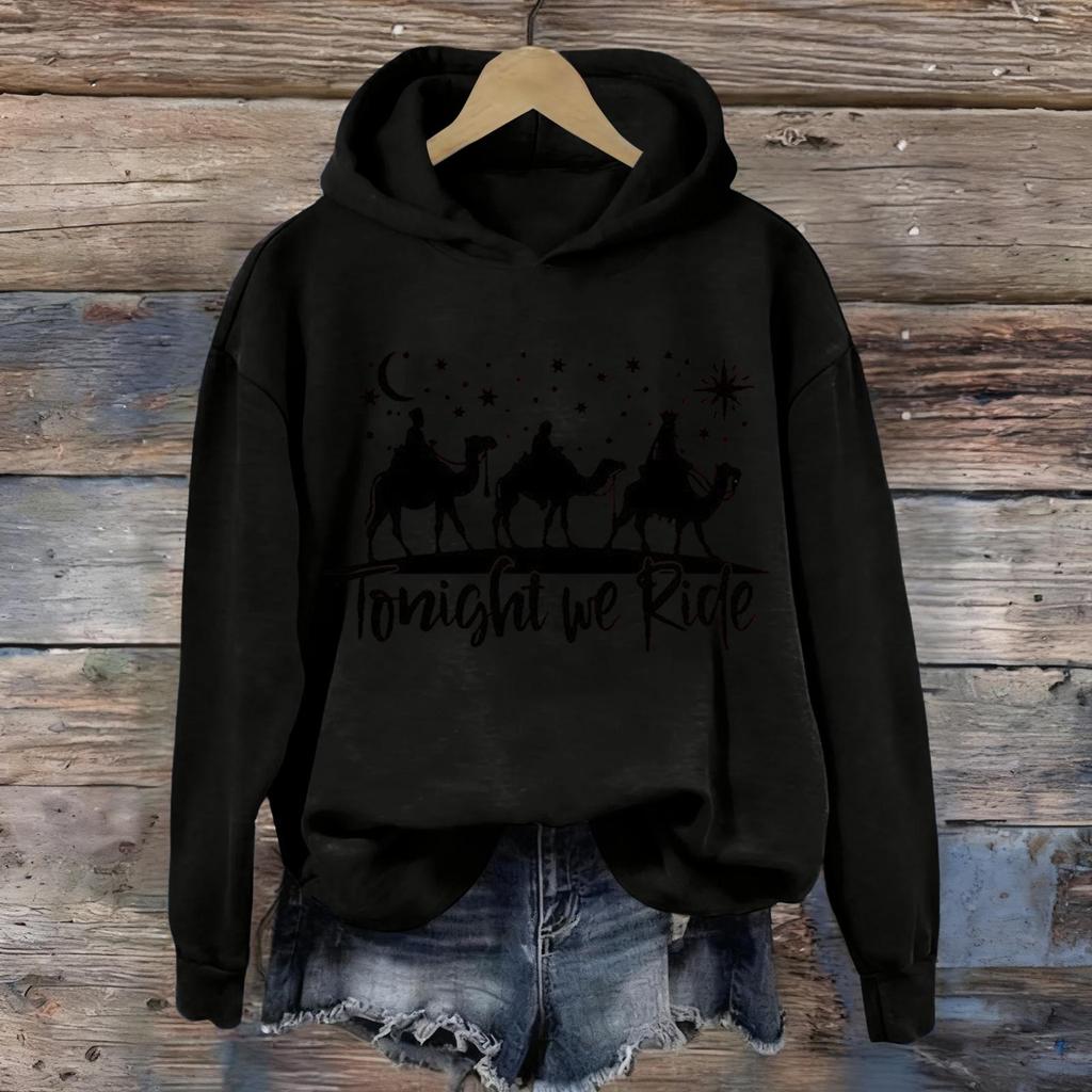 Damen Kapuzenpullover mit Aufdruck, lässig, langärmelig