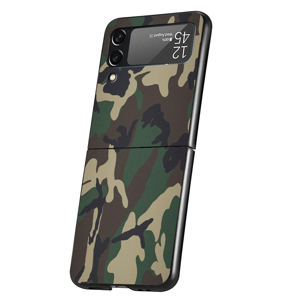 Camouflage Military Cover Phone Case For Samsung Galaxy Z Flip 7 6 5 4 3 5G Flip7 Flip6 Flip5 Flip4 Flip3 Black Fundas Shell Gal