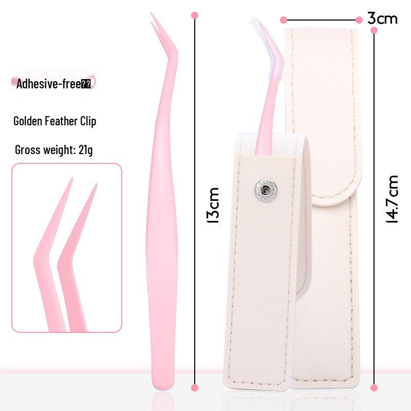 Non-stick High Precision Eyelash Tweezers Set - Glue-Free, Flat Head for Upper & Lower Lashes