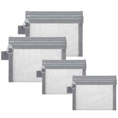 Mesh Cosmetic Pack of Makeup Large Capacity Small Item Small and Medium Easy and Pouches, 4, Black/Gray, Storage, Storage, Travel, Organization,