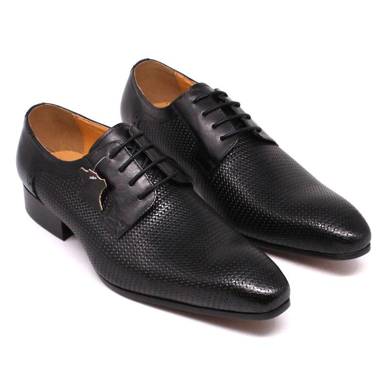 

Italian Men s Genuine Leather Dress Shoes Lace-Up Business Formal Oxford Derby Shoes Net Print Office Suit Footwear 46 чёрный