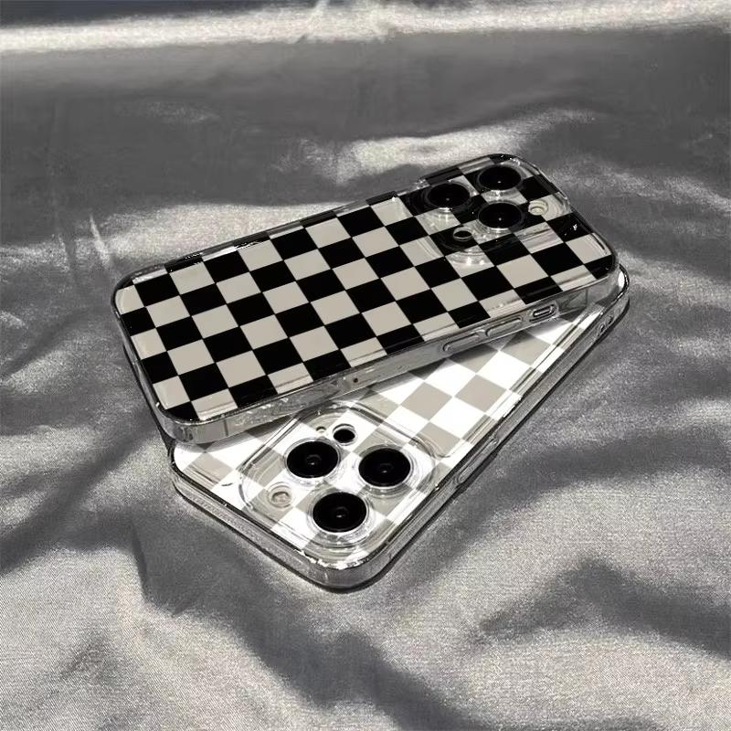 Space Black Plaid Pattern Clear Phone Case For Xiaomi Mi 15 T Pro 14T 13T 12T Mi 17 Pro 15 14 13 12 11 Lite 5G Silicone Cover