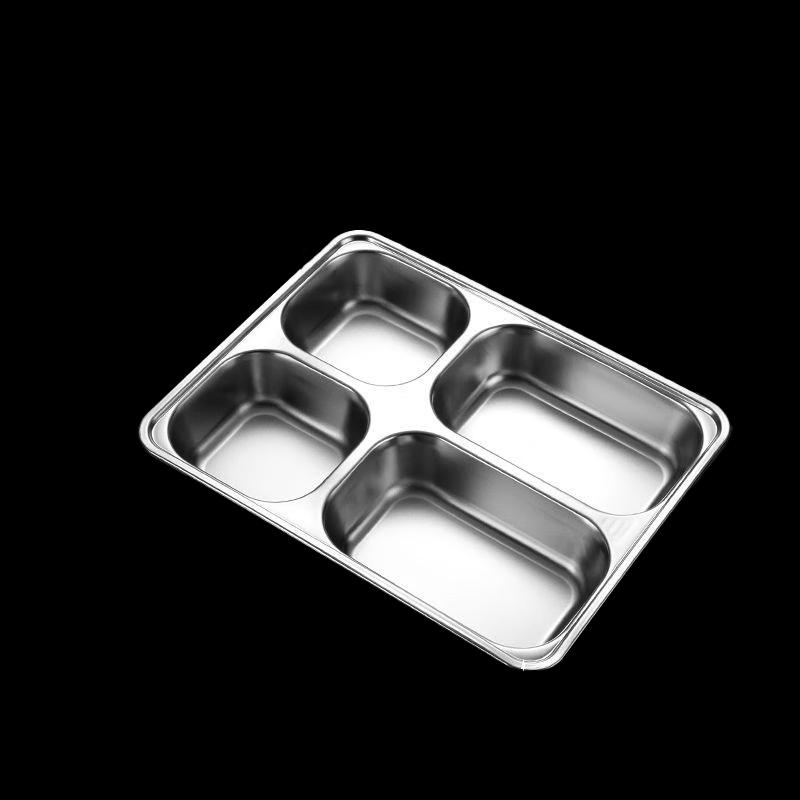 Anyi 304 Stainless Steel Divided Meal Plate Four Compartments (28x22x4 CM)