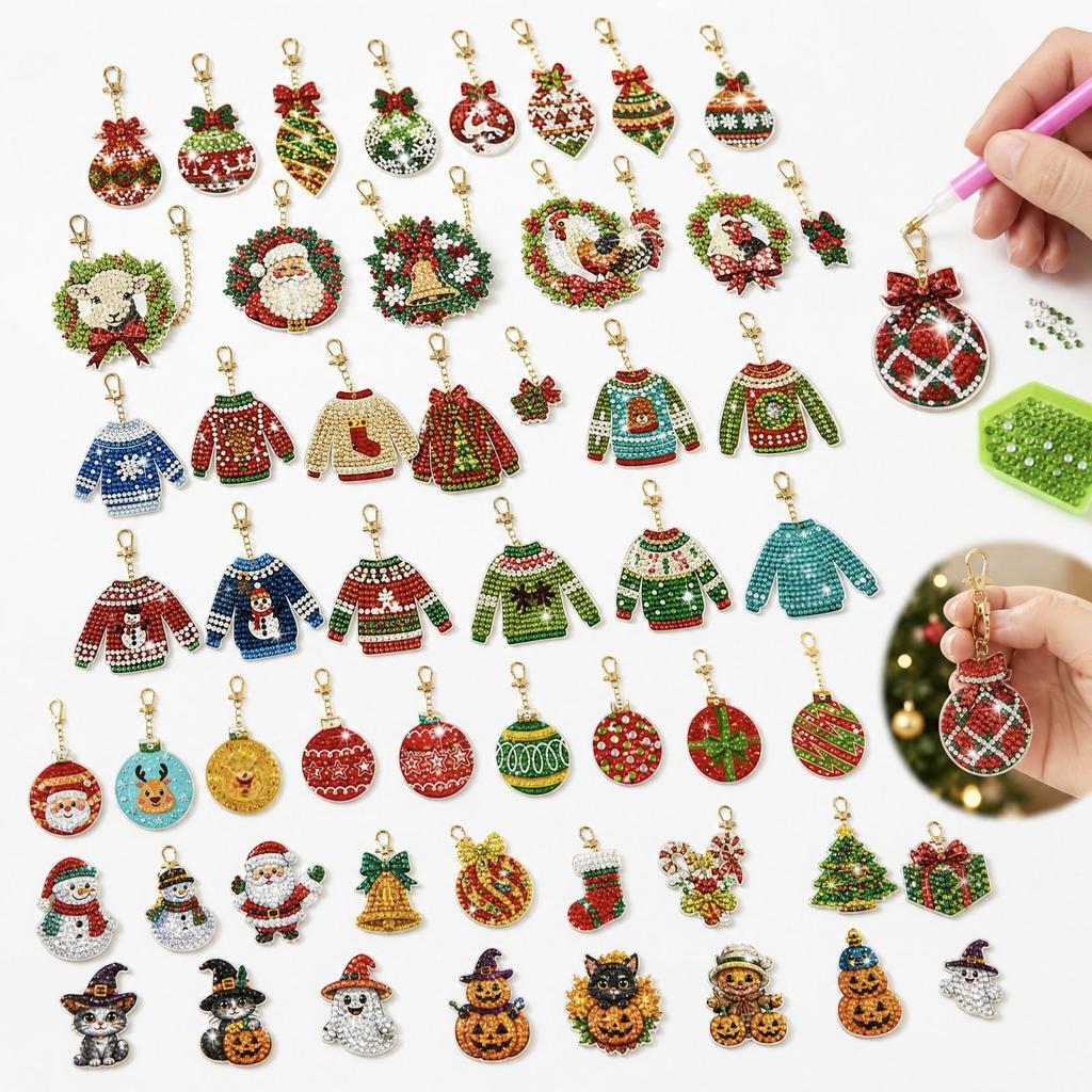 Keychain Kit for Christmas Halloween DIY Crafts, Ornament Material Set