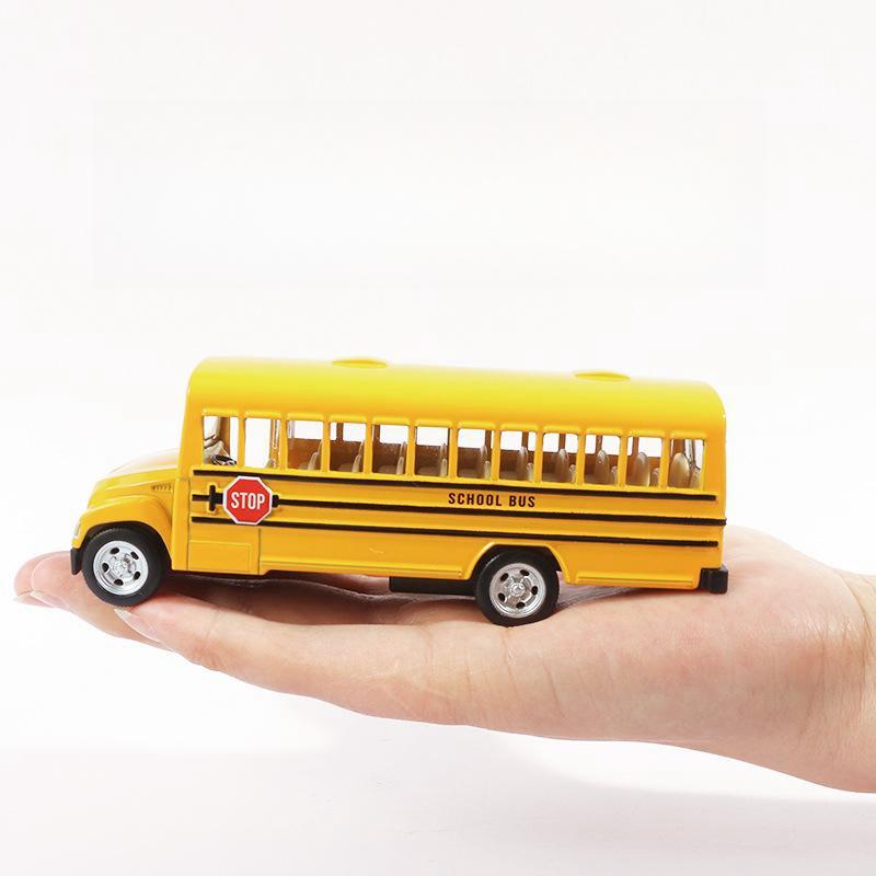 1/36 Scale 5'' School Bus Toy Car For Children RMZ CiTY Classical Diecast Miniature Vehicle Model Pull Back Collection Gift For Boys