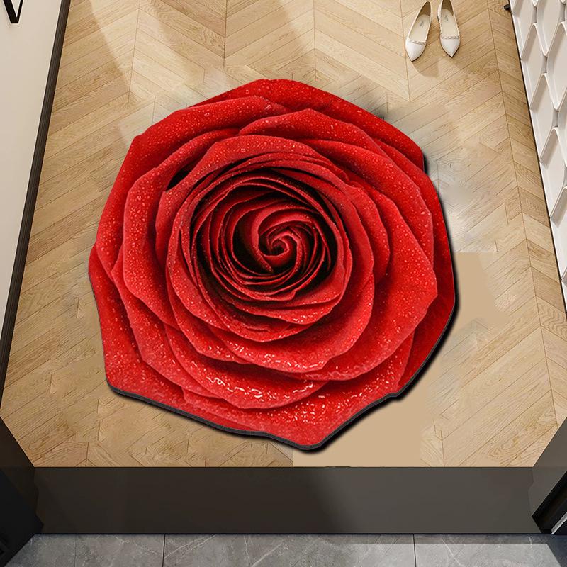 3D Floral Diatomaceous Earth Absorbent Non-Slip Floor Mat for Bathroom, Entrance, Sofa, Bedroom.