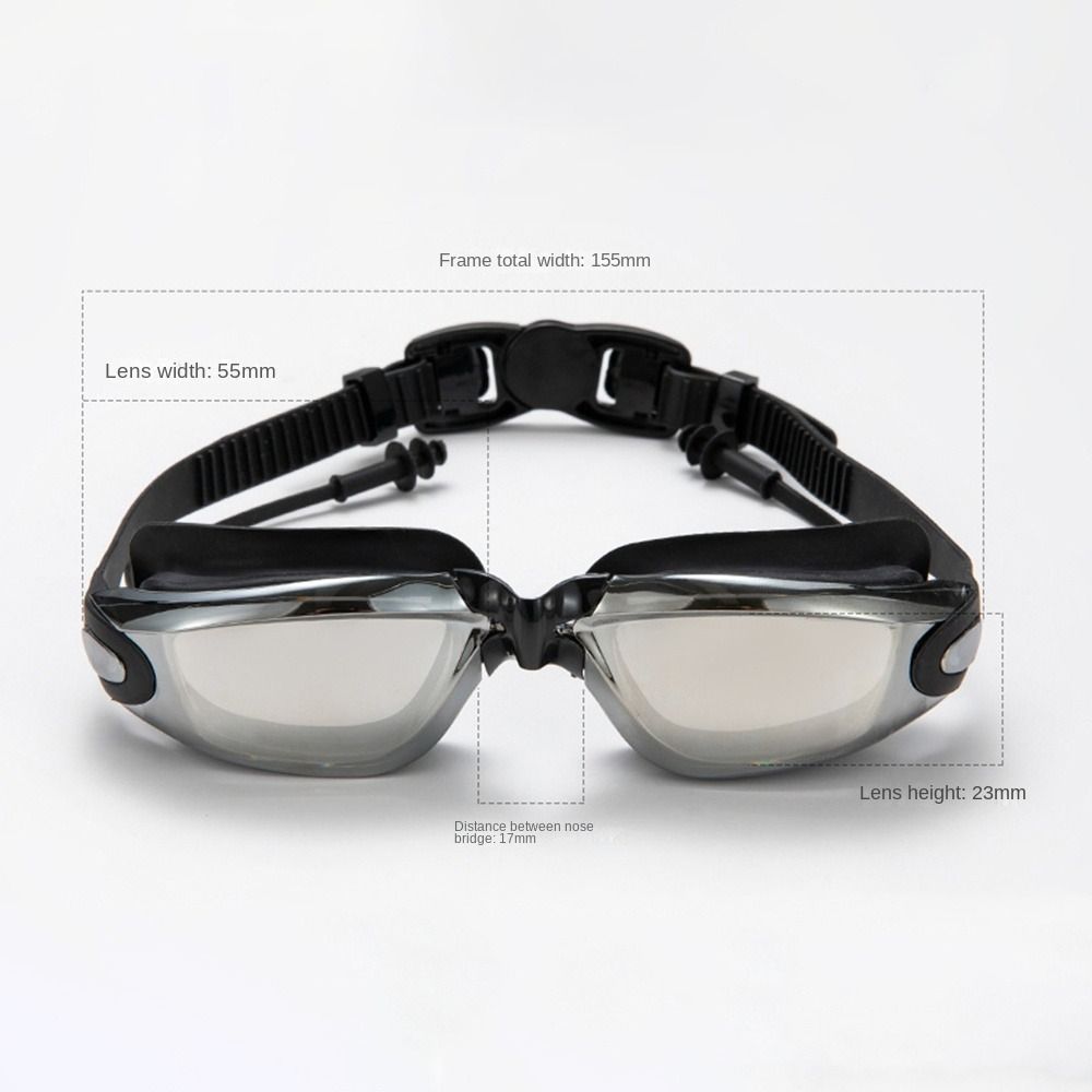 with Nose Clip, and Ear Plugs Silicone Swim Cap Anti-fog Diving Eyewear  Summer