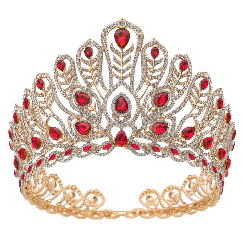 Baroque Royal Queen Large Diadem Bridal Crown Pageant Miss Headdress Bride Wedding Dress Hair Jewelry Accessories
