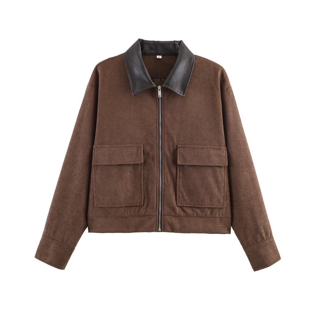 Frühlingsrosa Freizeitjacke Damen Lockerer Schnitt Streetwear Reißverschluss vorne Taschen Lounge Wear Tägliche Oberbekleidung