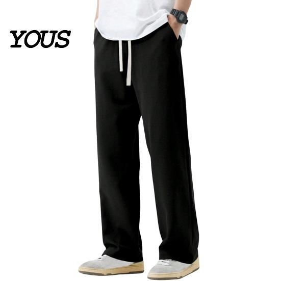 Solid Color Versatile Trousers Men Baggy Sweatpants, Loose Fit Straight Leg Trousers, Drawstring Waist Wide Cut Joggers, Athletic Pants