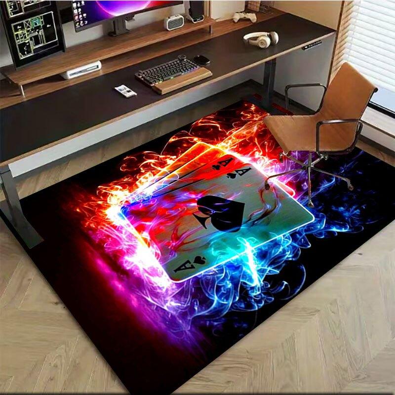 "Flaming Ace of Spades Playing Cards - Neon Poker Deck"Office Mat Home Decor Office Desk Chair Carpet for office ph80
