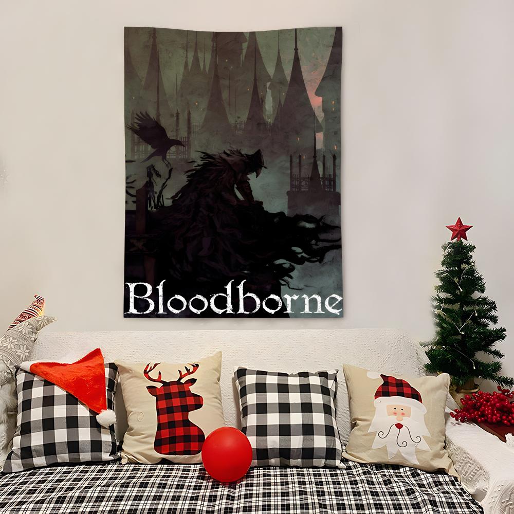 Game BBloodborne Tapestry Decoration Art Microfiber Background For Bedroom Living Bar Garden Outdoor Festival