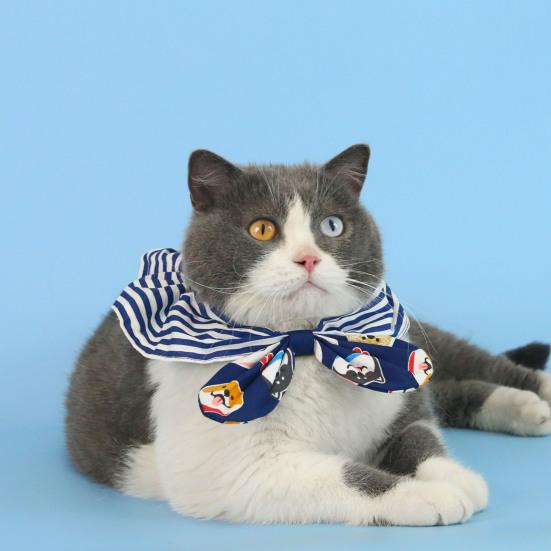 

Регульована бандана для домашніх тварин Синя та біла смугаста хустка-трикутник для домашніх тварин М який бавовняний дитячий слинявчик для кошеняти для цуценяти кота маленьких середніх великих собак S C