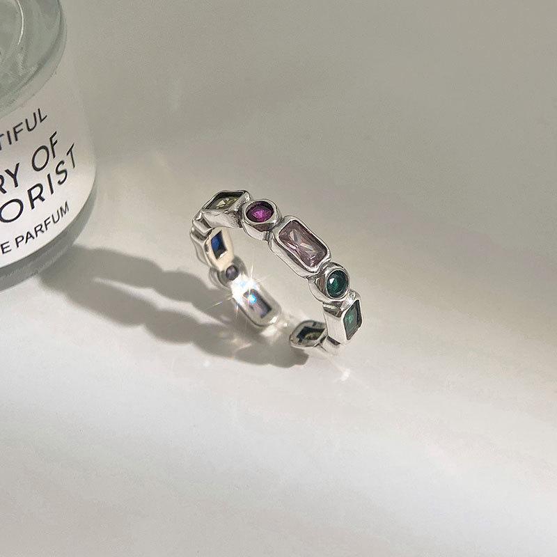 Elegant Rainbow Zirconia Adjustable Ring for Women – Stylish, Individualistic, and Trendy Index Finger Jewelry Adjustable Open