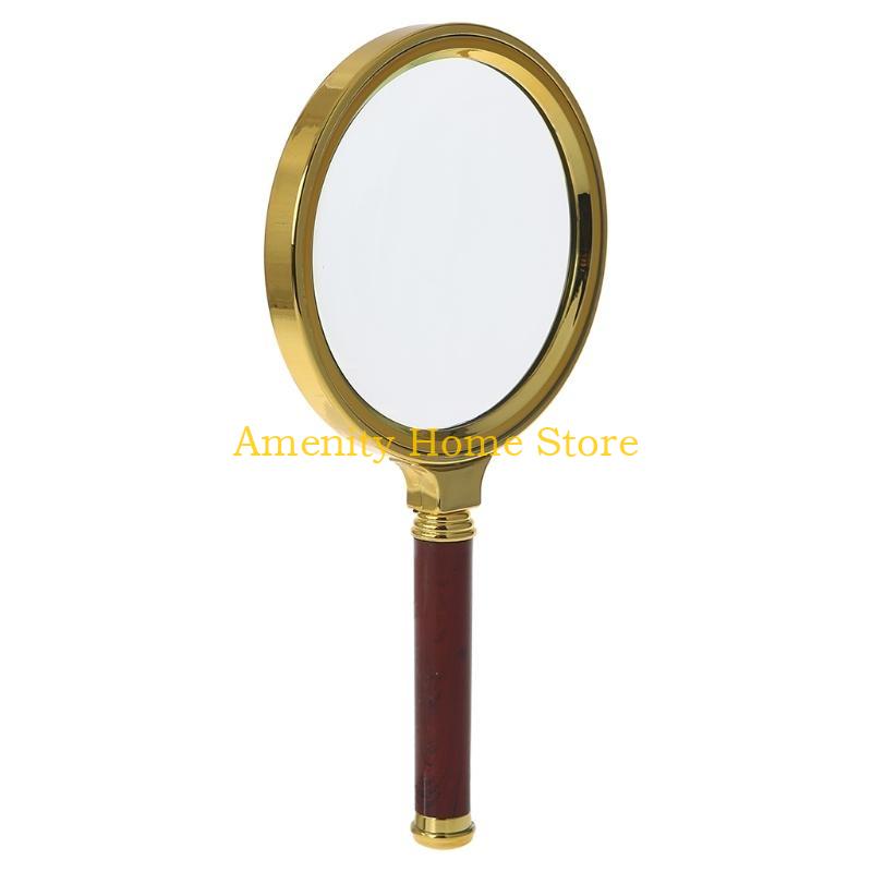 

F26C Hot 90mm Handheld 10X Magnifier Magnifying Glass Loupe Reading Jewelry 10X&Other коричневий
