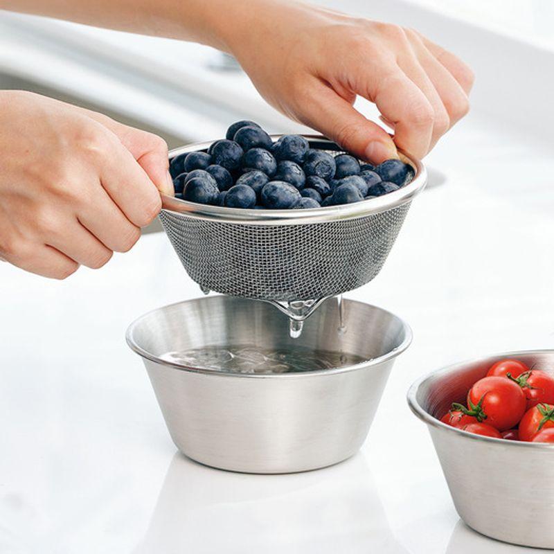 Wiedergeboren. J Edelstahl Neu Mini Schüssel Sieb Set 13cm / Obst Gemüse Korb Sieb Rührschüssel