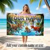 Dinosaur Theme Quick Dry Beach Towel Custom Name Text Print Large Sand Resistant Towel Beach Vacation