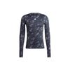 Adidas Techfit Allover Print Tee Logo Long Sleeve T-Shirt Men Tops Dark-Blue HS9797