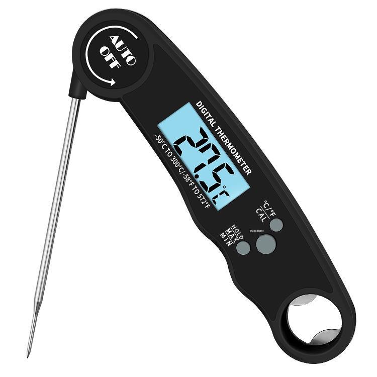 Hochpräzises digitales Fleischthermometer mit Temperatur- und Feuchtigkeitssensor, klappbare Sonde, hitzebeständig für Küche & Haushalt