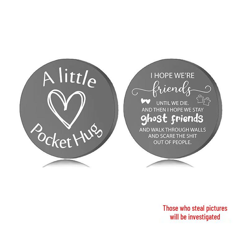 Lucky Charm Motivational Coin: Engravable Stainless Steel Couple & Family Gift Ornament.