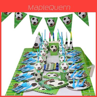 Football Theme Party Tableware Plates Napkins And Flags For Kids Birthday Celebration