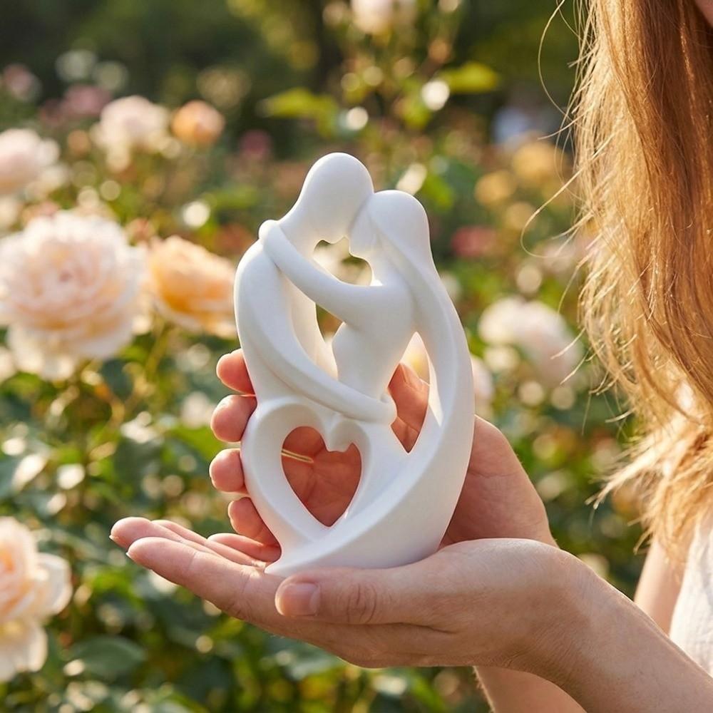 Plastic Hugging Couple Sculpture Romantic Embrace Art Table Statue Wedding Decor