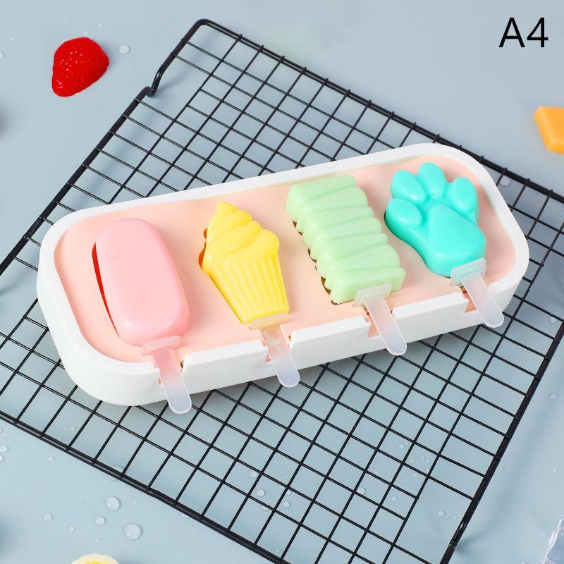 4er-Pack Eis am Stiel Formen Kinder Baby Niedliche Formen Silikon Eis am Stiel Form BPA-frei Wiederverwendbare Eisform Eis am Stiel Maker Puddingform