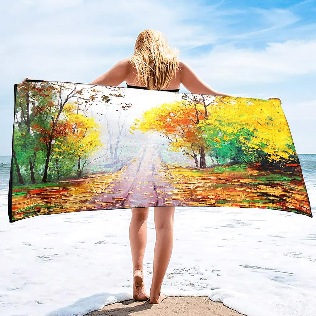 Beautiful Oil Painting Printing Series Seaside Vacation Beach Towel Swimming Bath Towel Sports Towel