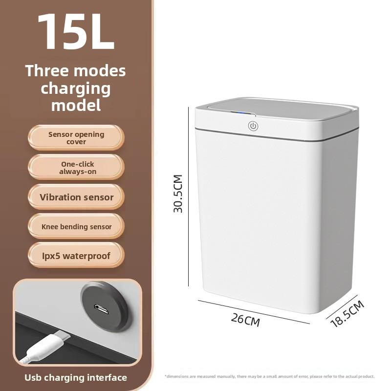 Touch-free Smart Open Lid Trash Can Automatic Packaging Smart Trash Can Bathroom Gap Garbage Storage Bucket