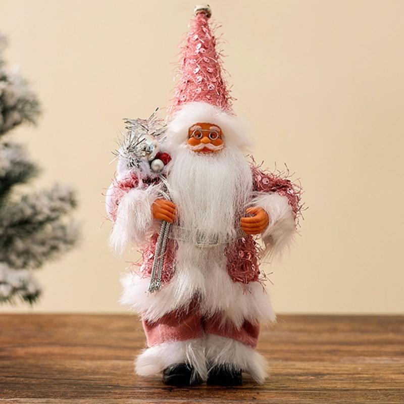Christmas Festives Santa Ornament 11Inch Fabric Figurine Holiday Decoration For Indoor Photography And Party Themes